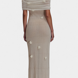 Barbara Vestido Maxi Punto Off Shoulder Orquídeas 3D Edición