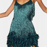 Sheril Vestido Mini De Plumas Colección Exclusiva Noche