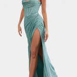 Armoni Vestido Sirena Con Corpiño Espagueti Satén Exclusivo