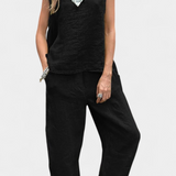 Leona Conjunto Chaleco Pantalón Algodón Lino Exclusivo