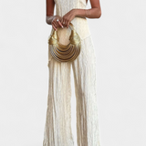 Pilarica Conjunto Plisado Brillo Halter Pantalón Exclusivo