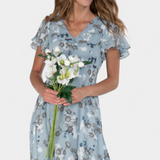 Amara Vestido Maxi Floral Exclusivo Escote En V Mangas