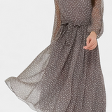 Cymene Vestido Midi Lunares Mangas Abullonadas Privada