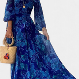 Davina Vestido Largo Off Hombro Estampado Floral Exclusiva