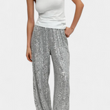 Lara Pantalón de Lentejuelas Cintura Alta Suelto Exclusivo
