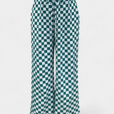 Iliana Pantalones Pierna Ancha Estampado Cuadros Exclusivo