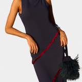 Orfila Vestido Midi Bodycon Con Gasa Y Flecos Exclusiva