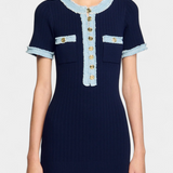 Alexia Vestido Midi Punto Ribete Colección Luxe Exclusiva