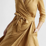 Sharon Vestido Midi Vintage Algodón Y Lino Exclusiva