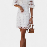 Engracia Vestido Corto Encaje Exclusivo Mangas Abullonadas