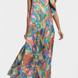Ginette Vestido Maxi Satén Estampado Arcoíris Exclusivo
