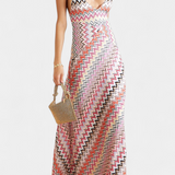 Francia Vestido Largo Multicolor Hilos Metálicos Exclusiva