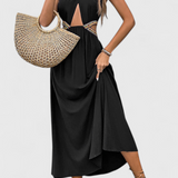 Sorina Vestido Midi Halter Cortes En Tela Ligera Exclusivo
