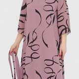Ame Vestido Midi Estampado Cinturón Tejido Ligero Exclusivo