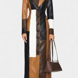 Norelle Trench Abrigo De Cuero Patchwork Edición Limitada