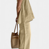 Lía Conjunto Verano Top Suelto Pantalón Fluido Exclusivo