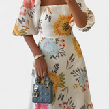 Kacey Vestido Midi Algodón Estampado Floral Exclusiva