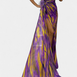 Aylin Vestido Maxi Asimétrico Estampado Colección Exclusiva