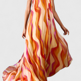 Remi Vestido Maxi Halter Tejido Ligero Estampado Exclusivo