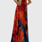Caprice Vestido Maxi Gasa Floral Cuello Halter Edicion