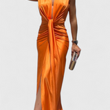 Lakisha Vestido Midi Fruncido Escote Profundo Exclusivo