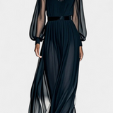Aurelia Vestido Maxi De GasaPlisada Con Detalles Exclusivos