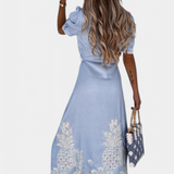 Nerea Vestido Camisero Bordado Floral Manga Abullonada Ltda