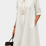 Larissa Vestido Algodón Seda Fría de Solapa Exclusivo