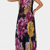 Shaya Vestido Largo de Gasa Plisada con Estampado Exclusivo