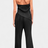 Pilarica Conjunto Plisado Brillo Halter Pantalón Exclusivo