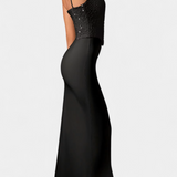 Cindy Vestido Midi Corsé Volantes Asimétricos Seda Exclusivo