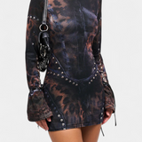 Tabea Vestido Mini Estampado Cuero Sintético Exclusivo