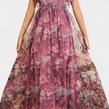 Mariana Vestido Largo Chifón Floral Aireado Exclusivo