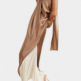 Rebecca Vestido Maxi Irregular Color Block Exclusivo