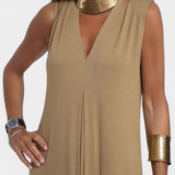 Felisa Vestido Maxi Sin Mangas Crepé Liso Exclusiva