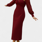 Julissa Vestido Midi Burdeos Edición Limitada Anudado