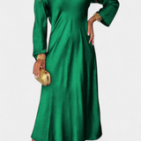 Riva Vestido Fluido Seda Escote V Mangas Largas Exclusivo