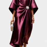 Ubelia Vestido Largo Satén Brillo Luxe Colección Exclusiva