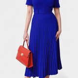 Seliora Vestido Midi De Trabajo Con Cinturón Plisados Elite
