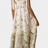 Case Vestido Largo Exclusivo Cordones Estampado Flores