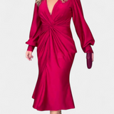 Alouette Vestido Largo Monocromático Con Cuello V Exclusivo