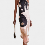 Rosenda Vestido Espalda Abierta Estampado Exclusivo