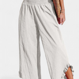 Martina Pantalón Palazzo Talle Alto Lino Exclusivo Volantes