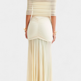 Alodia Vestido Maxi Hombros Con Capa De Malla Exclusivo