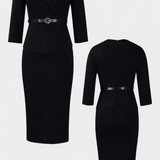 Palamos Vestido Midi Entallado Con Cinturón Premium