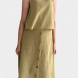 Naha Conjunto Algodón Exclusivo Chaleco Y Botones Frontales