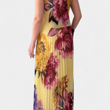 Shaya Vestido Largo de Gasa Plisada con Estampado Exclusivo