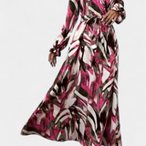 Basel Vestido Largo Manga Larga Escote V Estampado Exclusiva