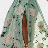 Nila Vestido Floral Gasa Con Frunces Y Abertura Exclusiva