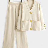 Aireen Conjunto de Punto Cárdigan y Pantalón Ancho Edición